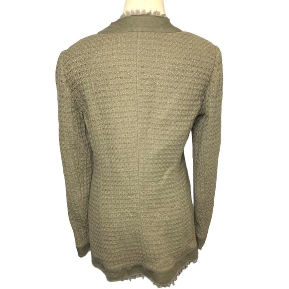 Gossip Blazer Jacket Waffle Knit Sz 48 M-L Green Tan Buttons Up Frayed Italy - Picture 3 of 16